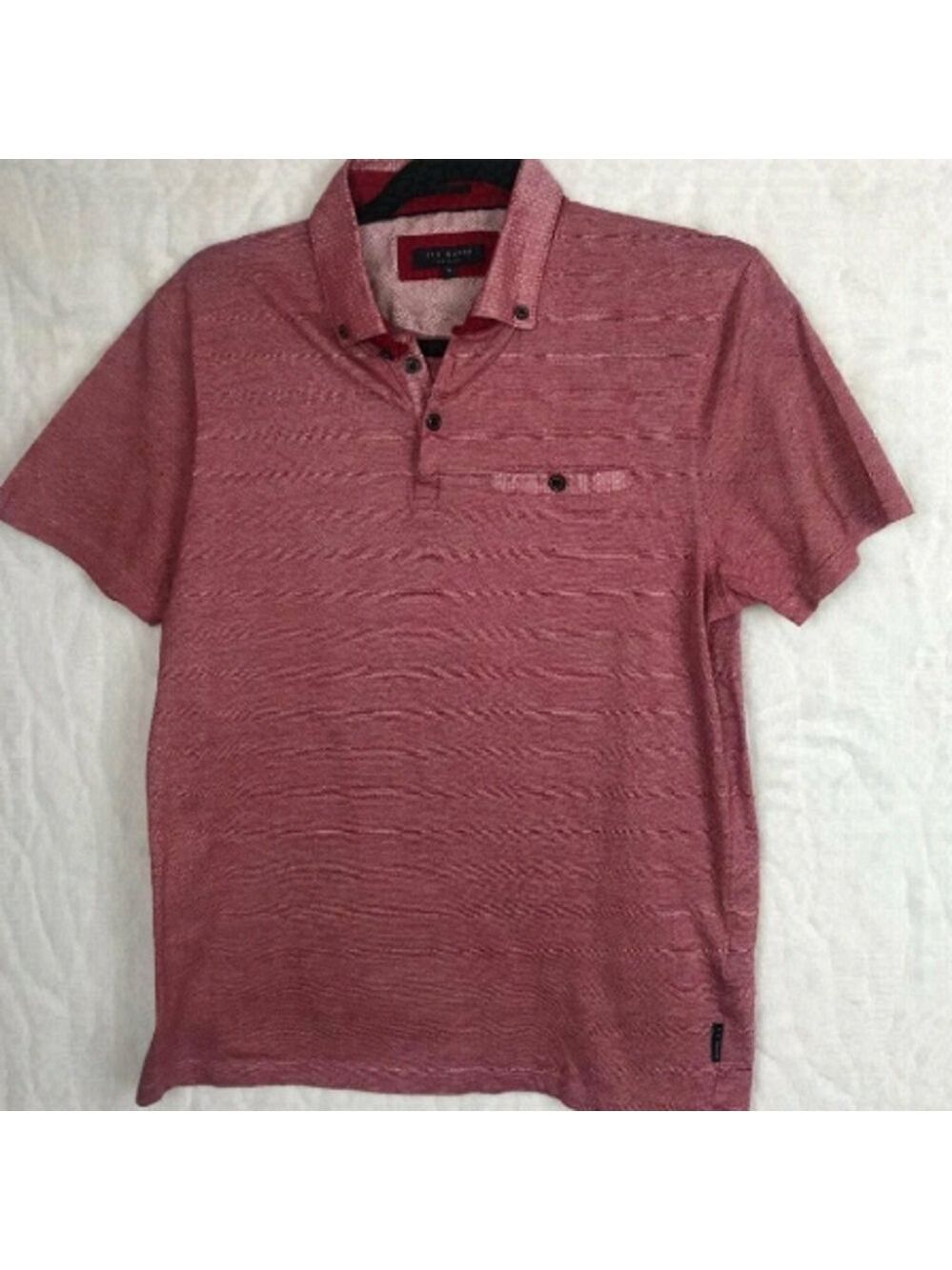 Ted Baker London Polo Shirt Red and White Size 3
